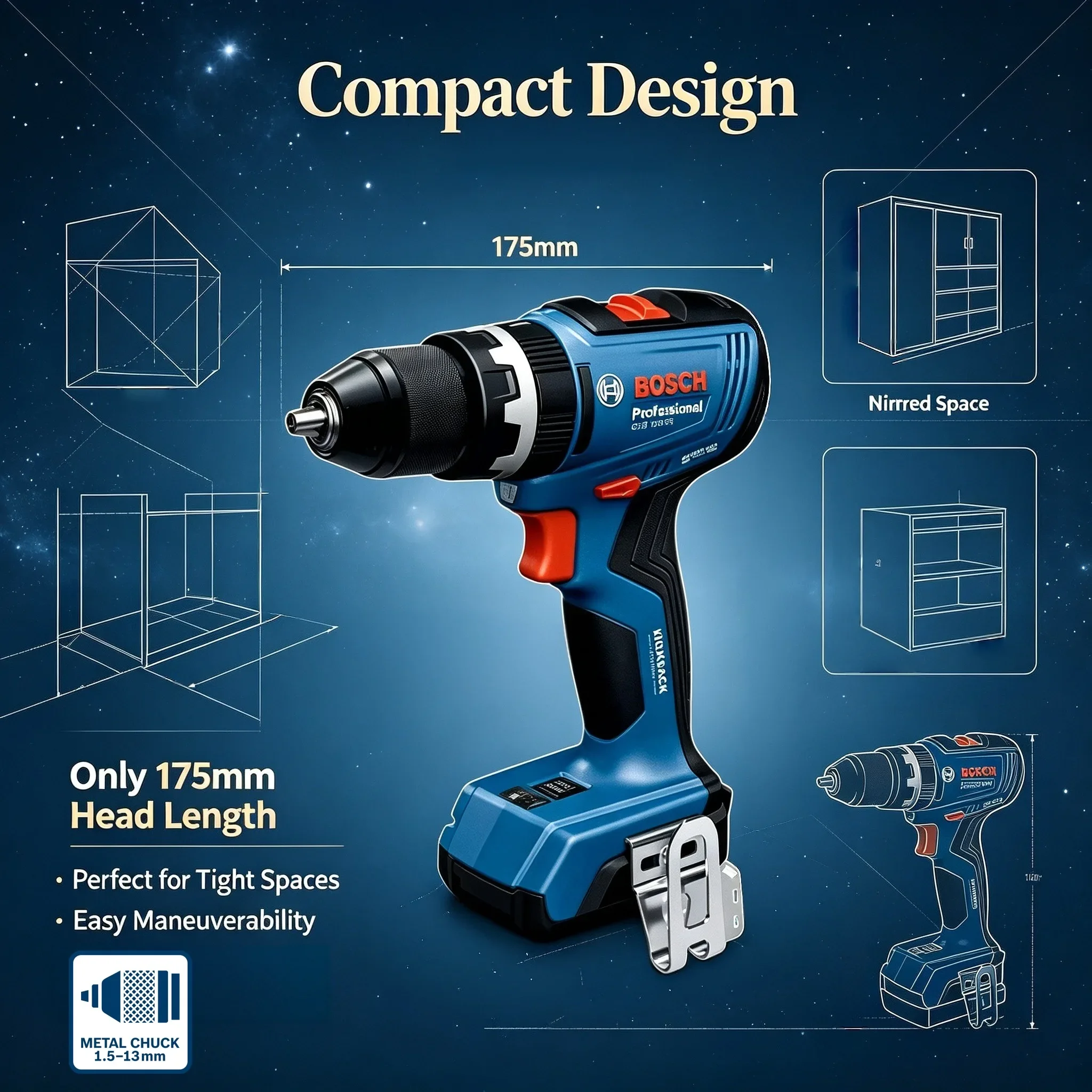 Brushless Cordless Electric Drill 18V - بوش GSB 18V-65 مثقاب/مفك براغي لاسلكي