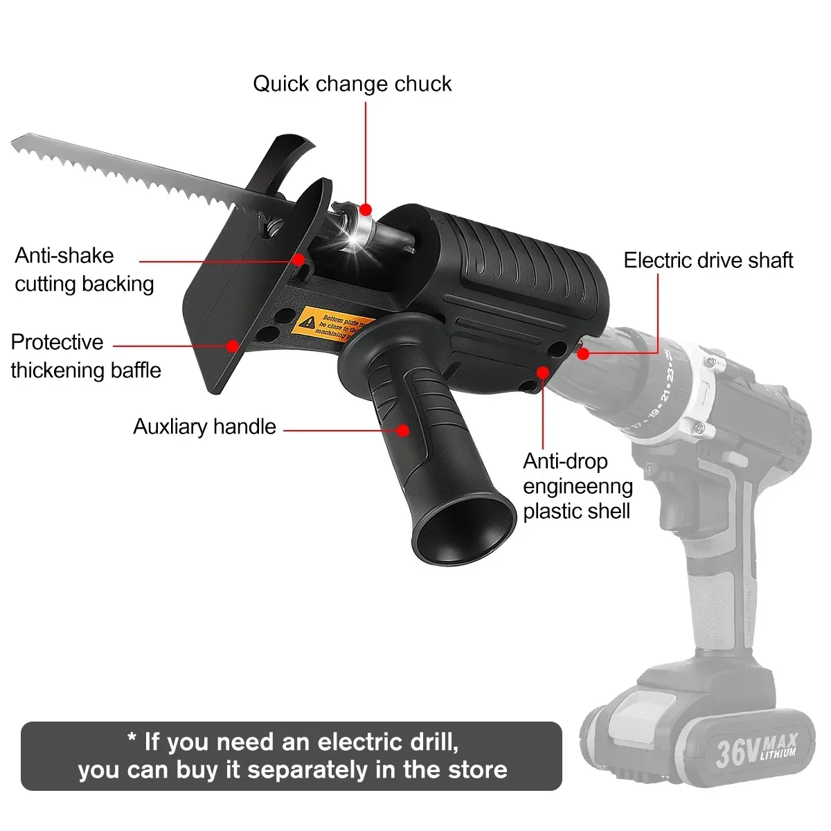 المحمولة الترددية المنشار محول - مراجعة Reciprocating Saw Attachment Drill وسعره