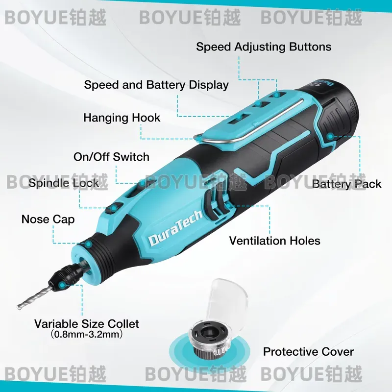 أداة دوارة لاسلكية 12 فولت بسر - مراجعة Cordless Rotary Tool Kit Accessories وسعره