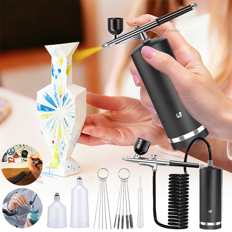 فرشاة هوائية مع ضاغط هواء، مسد - مراجعة Airbrush Kit With Mini Compressor وسعره