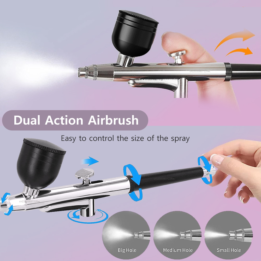رأس مسدس البخاخة من الدرجة الا - مراجعة Airbrush Kit With Mini Compressor وسعره