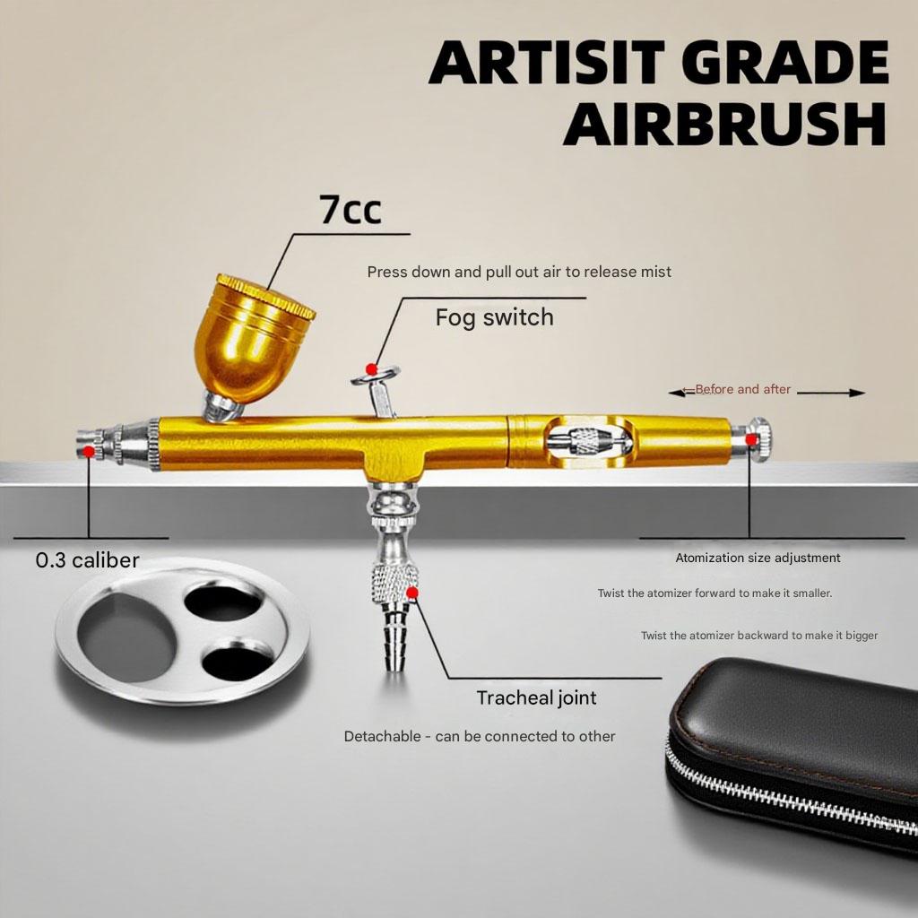 فرشاة هوائية مزدوجة الحركة بسم - مراجعة Airbrush Kit With Mini Compressor وسعره