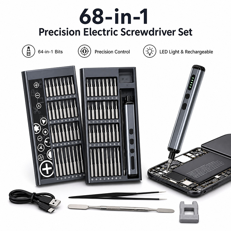 مجموعة مفكات كهربائية دقيقة 68 - مراجعة Electric Screwdriver Rechargeable Usb وسعره